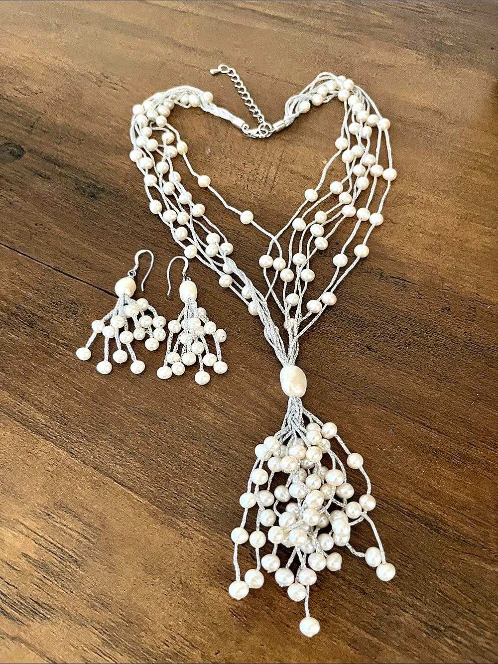 Stauer Pearl-Look Necklace & Earrings in White